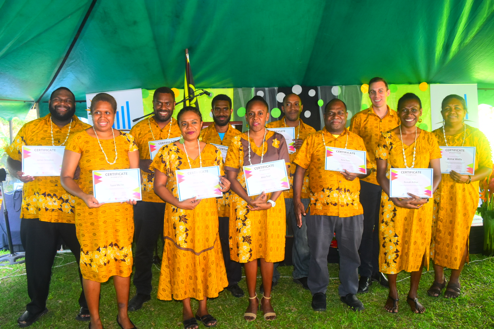 The VNSO team receiving their certificates for completing the mentoring programme.