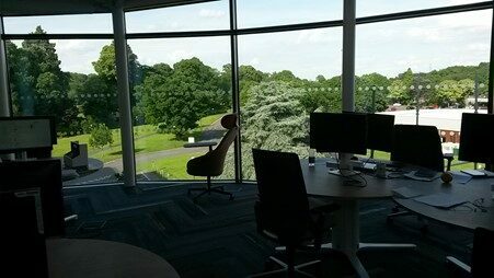 A photo from the Data Science Campus in Newport, overlooking the grounds of the Office for National Statistics.