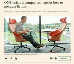 A screenshot of an article in the Financial Times talking about the launch of the Data Science Campus.